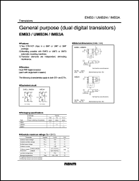 UMB3N datasheet: Dual digital PNP transistor, general purpose UMB3N