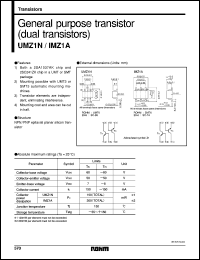 IMZ1A datasheet: Dual NPN/PNP transistor, high-frequency IMZ1A
