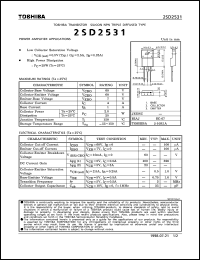 2SD2531 datasheet: Silicon NPN transistor for power amplifier applications 2SD2531
