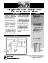 CS3524AGNW16 datasheet: Voltage mode PWM control circuit with 200mA output drivers CS3524AGNW16