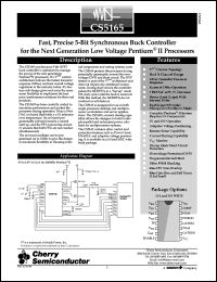 CS5165GDWR16 datasheet: Fast precise 5-bit synchronous buck controller for the next generation low voltage pentium II processors CS5165GDWR16