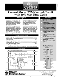 CS52845EDR14 datasheet: Current mode PWM control circuit with 50% max duty cycle CS52845EDR14