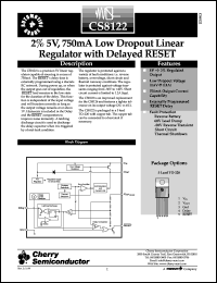 CS8122YTVA5 datasheet:  2% 5V,750mA low dropout linear regulator with delayed reset CS8122YTVA5