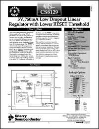 CS8129YDW16 datasheet: 5V,750mA low dropout linear regulator with lower reset threshold CS8129YDW16
