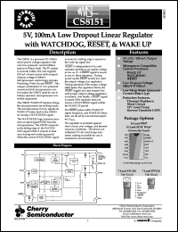 CS8151YT7 datasheet: 10V,100mA low dropout linear regulator with watchdog,reset& wake up CS8151YT7