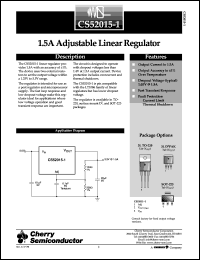 CS52015-1GT3 datasheet: 15A adjustable linear regulator CS52015-1GT3