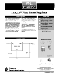 CS52015-3GT3 datasheet: 1.5A,3.3V fixed linear regulator CS52015-3GT3