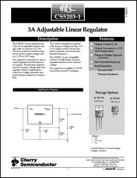 CS5203-1GT3 datasheet: 3A adjustable linear regulator CS5203-1GT3