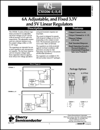 CS5206-1GDP3 datasheet: 5A adjustable and fixed 3.3V and 5V linear regulators CS5206-1GDP3