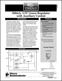 CS5231-3GDPR5 datasheet: 500mA,3.3V linear regulator with auxiliary control CS5231-3GDPR5