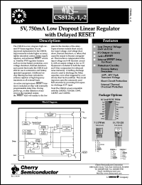 CS8126-1YTHER5 datasheet: 5v,750mA low dropout linear regulator with delayed reset CS8126-1YTHER5