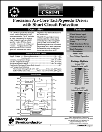 CS8191XDWFR20 datasheet: Precision air-core tach/speedo driver with short circuit protection CS8191XDWFR20