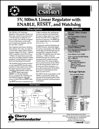 CS8140YTVA7 datasheet: 5V,500mA linear regulator with enable,reset and watchdog CS8140YTVA7