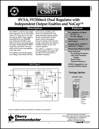 CS8371ETVA7 datasheet: 8/1A,5V/220mA dual regulator with independent output enables and NoCap CS8371ETVA7
