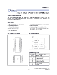 W24257AS-35 datasheet: 32K * 8 high speed, low power CMOS static RAM W24257AS-35