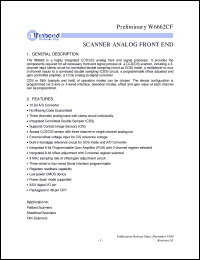 W66662CF datasheet: Highly integrated CCD/CIS analog end signal processor W66662CF