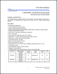 W91466N datasheet: 3-memory tone/pulse dialer with save function W91466N