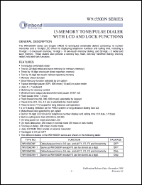 W91550DNF datasheet: 10-memory tone/pulse dialer with LCD and lock functions W91550DNF
