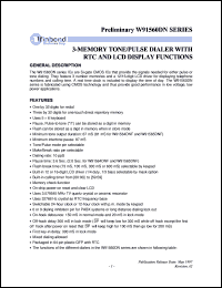 W91560DNF datasheet: 10-memory tone/pulse dialer with LCD and RTC display functions W91560DNF