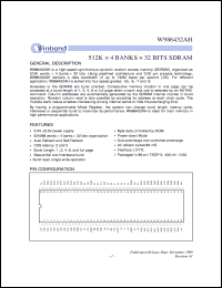 W986432AH datasheet: 512K * 4 banks * 32 bits high speed synchronous dinamic RAM W986432AH