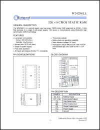 W24258-55LL datasheet: 32*8 normal speed, very low power CMOS static RAM W24258-55LL