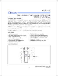 W25P243AD-6 datasheet: 64K*64 high speed, low power synchronous-burst pipelined CMOS static RAM W25P243AD-6