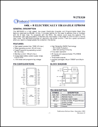 W27E520W-70 datasheet: 64K*8 bits high speed, low power electrically erasable EPROM W27E520W-70