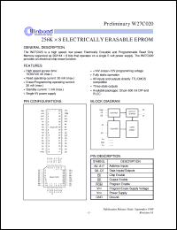 W27C020P-70 datasheet: 256K*8 bits high speed, low power electrically erasable EPROM W27C020P-70