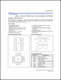 W27C512P-90 datasheet: 64K*8 bits high speed, low power electrically erasable EPROM W27C512P-90