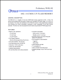 W49L102Q-55 datasheet: 64K*16 CMOS 3.3V flash memory W49L102Q-55