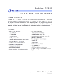 W49L102P-70 datasheet: 64K*16 CMOS 3.3V flash memory W49L102P-70