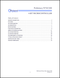 W741C204 datasheet: High perfomance 4-bit microcontroller W741C204