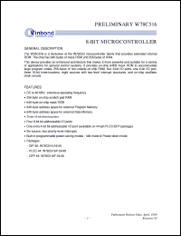 W78C516P-24 datasheet: 8-bit microcontroller W78C516P-24