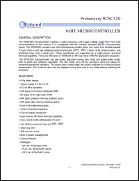 W78C52DF-40 datasheet: 8-bit microcontroller W78C52DF-40