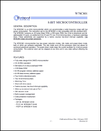 W78C801-40 datasheet: 8-bit microcontroller W78C801-40