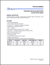 W91414A datasheet: Tone/pulse dialer with save function W91414A