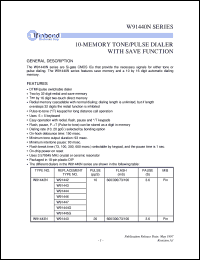 W91443N datasheet: 10-memory tone/pulse dialer with save function W91443N