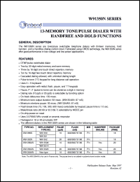 W91352N datasheet: 13-memory tone/pulse dialer with handfree and hold functions W91352N