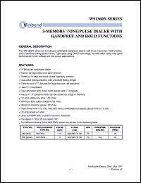 W91360 datasheet: 3-memory tone/pulse dialer with handfree and hold functions W91360