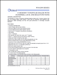 W91820N datasheet: 13-memory tone/pulse dialer with handfree, lock and hold functions W91820N