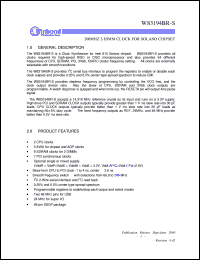 W83194BR-S datasheet: 200 MHz 2-dimm clock for solano chipset W83194BR-S