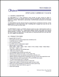 W83194BR-KX datasheet: Step-less 3-dimm k7 clock W83194BR-KX