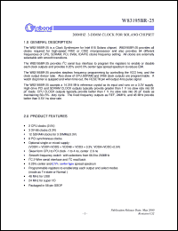 W83195BR-25 datasheet: 200 MHz 3-dimm clock for solano chipset W83195BR-25