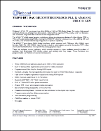 W9951TF datasheet: Trip 8 bit DAC-muxwitngenlock PLL & analogcolor key W9951TF