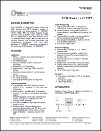 W9923QF datasheet: VCD decoder with MP3 W9923QF