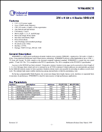 W986408CH datasheet: 2M*8bit*4 banks SDRAM W986408CH