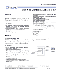 W88611P datasheet: VCD 4X RF amp/digital servo & DSP W88611P