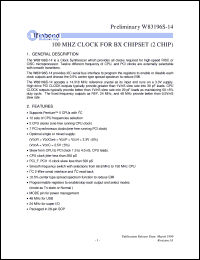 W83196S-14 datasheet: 100 MHz clock for BX chipset (2 chip) W83196S-14