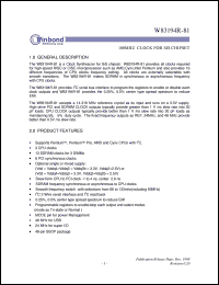 W83194R-81 datasheet: 100 MHz clock for SIS chipset W83194R-81