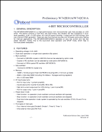 W742E81A datasheet: 4-bit microcontroller W742E81A